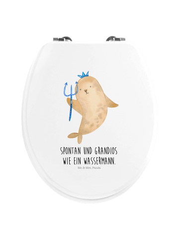 Mr. & Mrs. Panda Motiv WC Sitz Sternzeichen Wassermann mit Spruch in Weiß