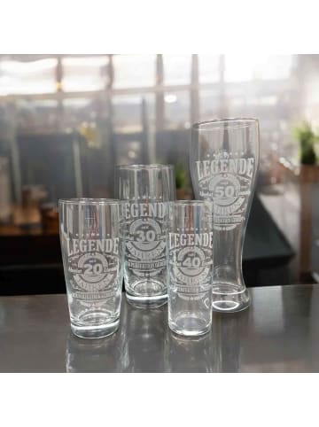LUXENTU Weizenbierglas mit Gravur Legende seit 20 Jahren 0,5 l in transparent