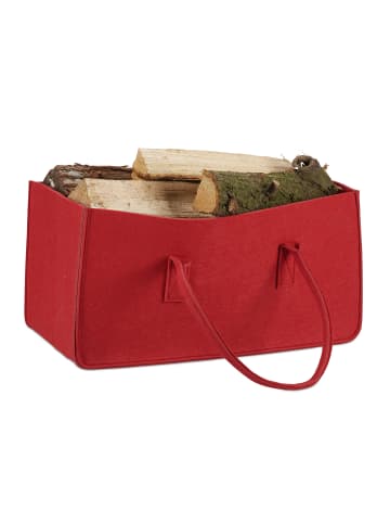 relaxdays Kaminholztasche in Rot - (B)25 x (H)25 x (T)50 cm