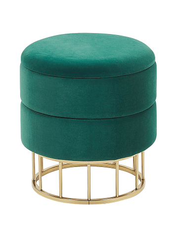 Beliani Pouf ELGIN in Grün/Gold - (W) 37 x (H) 42 x (L) 37 cm