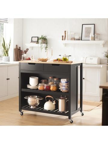 SoBuy Kücheninsel in Natur und Schwarz - (B)100 x (H)94 x (T)60cm