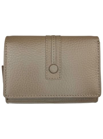 Florence Geldbörse Leder taupe graubraun Damen ca. 12cm ca. 9cm