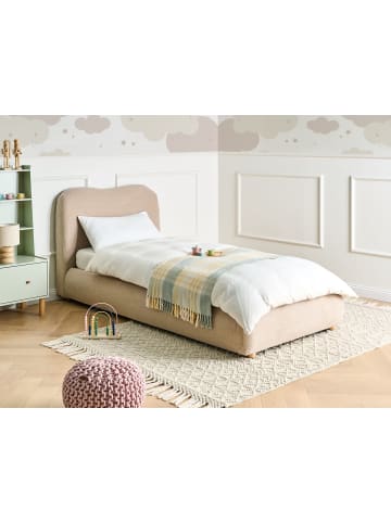 Beliani Einzelbett BLAGNAC in Beige/Braun - (W) 110 x (H) 98 x (L) 227 cm