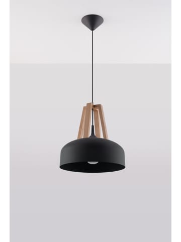 Nice Lamps Hängeleuchte OLLA in Schwarz und Holz H 85 cm