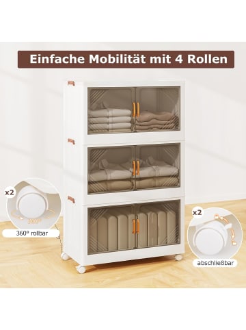COSTWAY Aufbewahrungsbox mit Deckel 3 tlg. 65 cm breite in Weiß