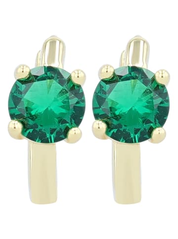 Adeliás Damen Ohrringe – Klappcreole aus 925 Silber mit Zirkonia in gold