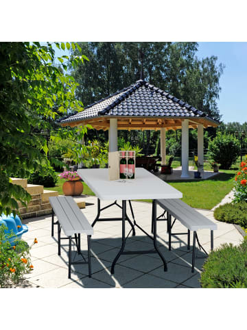 relaxdays Gartentisch in Weiß - (B)180 x (H)72 x (T)74 cm