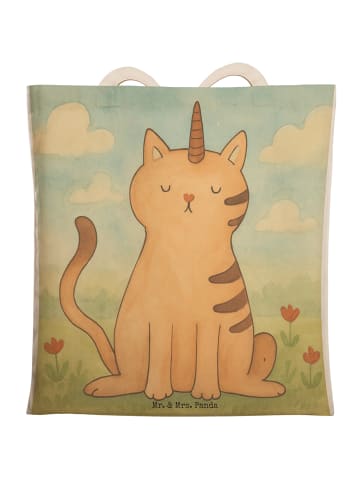 Mr. & Mrs. Panda Shopper-Tasche Einhorn Katze Design ohne Spruch in Weiß