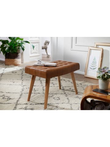 KADIMA DESIGN Sitzhocker 67x47x39 cm Mango Massivholz / Echtleder