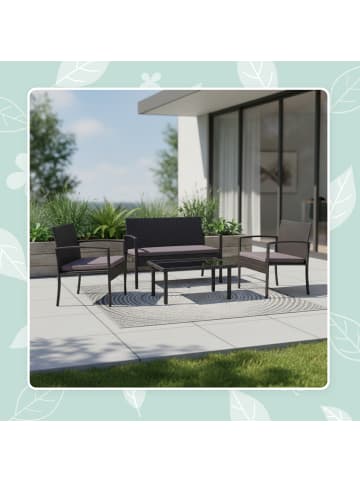relaxdays 4-tlg. Gartenmöbel-Set in Schwarz
