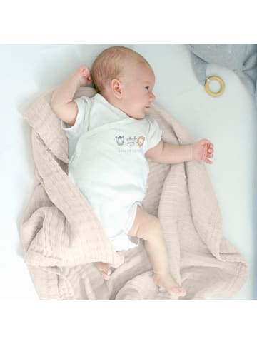 nordic coast company  Babydecke 4 in 1 in Natur/ Weiß 80 x 80 cm