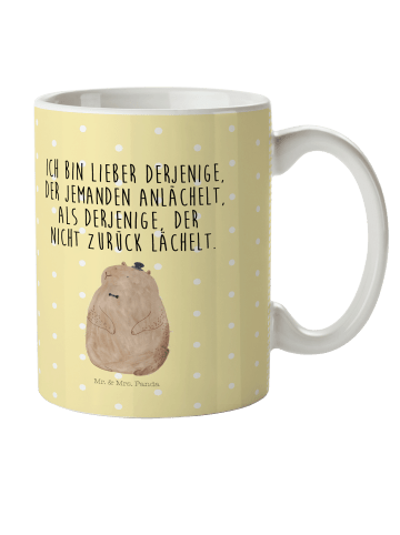 Mr. & Mrs. Panda Kindertasse Murmeltier mit Spruch in Gelb Pastell