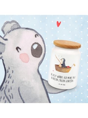 Mr. & Mrs. Panda Vorratsdose Pinguin Angelboot mit Spruch in Weiß
