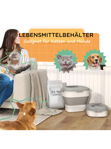 Pawhut Futterbehälter 25L Hundefutter Grau