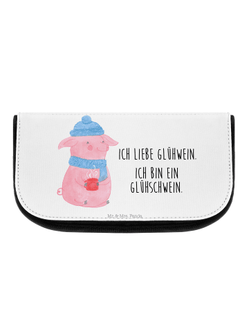 Mr. & Mrs. Panda Kulturbeutel Schwein Glühwein mit Spruch in Weiß