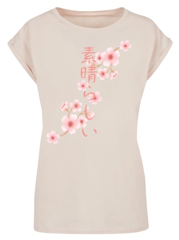 F4NT4STIC Extended Shoulder T-Shirt Kirschblüten Asien in Whitesand