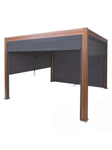 MCW Pergola L46 mit Seitenwand, Gestell Holzoptik, anthrazit