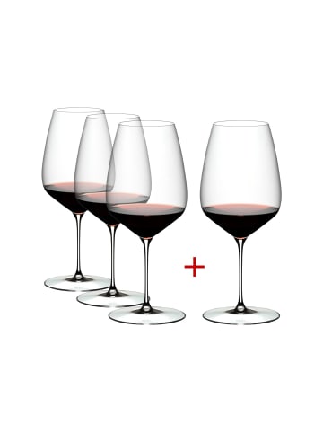 RIEDEL Glas 4er Set Cabernet / Merlot Weingläser Veloce in 829 ml in transparent