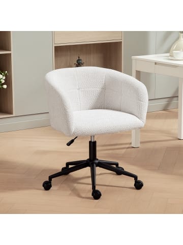 HOMCOM Bürostuhl-65L x 59B x 75-85H cm-Cremeweiß