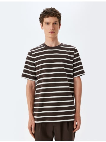 KOTON TSHIRT SS BSC in Braun Gestreift