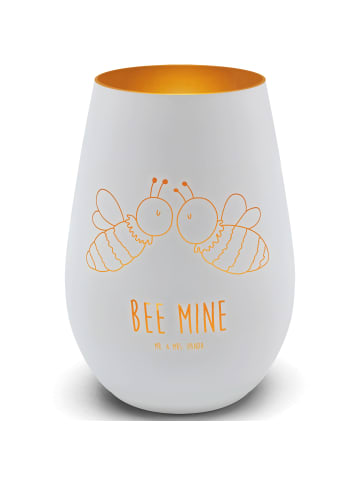 Mr. & Mrs. Panda Glas Windlicht Biene Liebe mit Spruch in Weiß