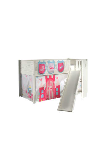 58 aufm Kessel KINDERBETT mit Rutsche Karyl Massivholz Weiß Textilset Princess 3