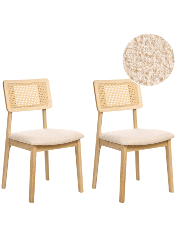 Beliani 2er-Set Esszimmerstuhl EMBAR in Braun/Beige