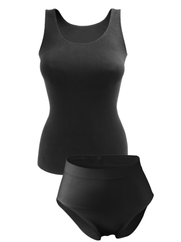 Yenita® Unterwäsche-Set Hemd und Slip, Microfaser in schwarz