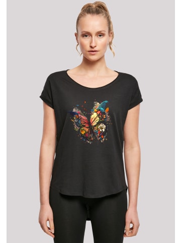 F4NT4STIC Long Cut T-Shirt Schmetterling Bunt in schwarz