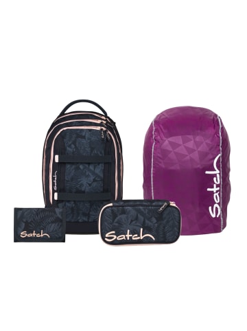 Satch Schulrucksack-Set PACK "Midnight Jungle" 4-tlg. in Schwarz