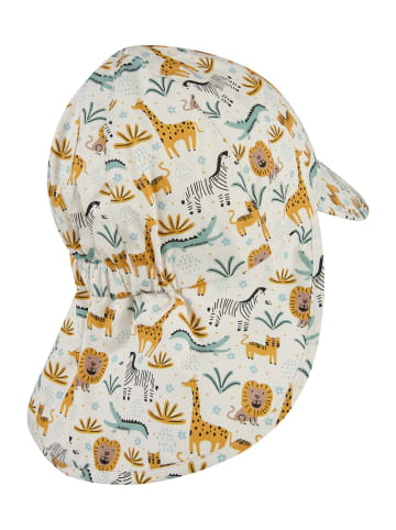 Sterntaler Schirmmütze mit Nackenschutz Zootiere in ecru