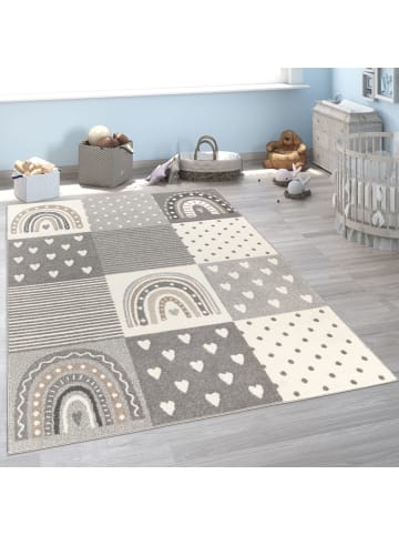 KADIMA DESIGN Kinderteppich Prinzessinnen‑Patchwork Kinderzimmer in Grau