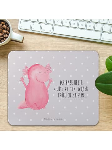 Mr. & Mrs. Panda Mousepad Axolotl Hurra mit Spruch in Grau Pastell