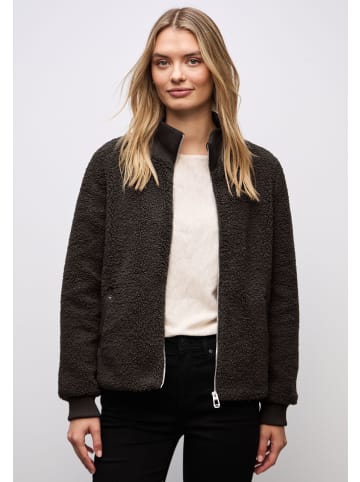 Street One Teddy Jkt w. Knit Details in Rustic Brown