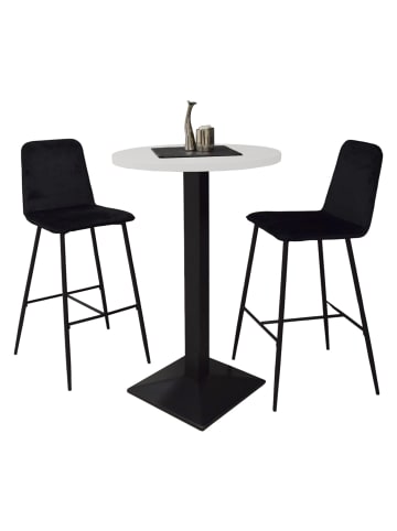 58 aufm Kessel TRESENTISCH rund Eleanore 70 cm schwarz matt/weiß matt lack