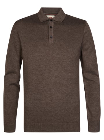 Petrol Industries Langarm-Strickpolo-Shirt ironbridge in Braun