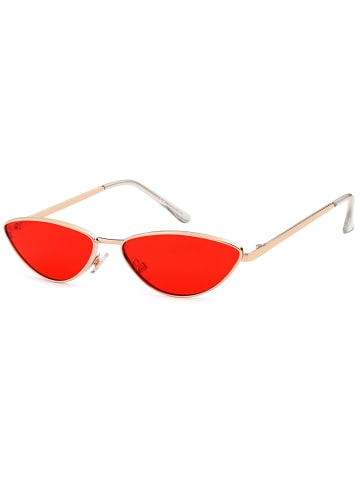styleBREAKER Cateye Sonnenbrille in Silber / Rot getönt