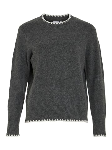 Vila Weicher Strickpullover mit Rundhalsausschnitt für Herbsttage in Dunkelgrau