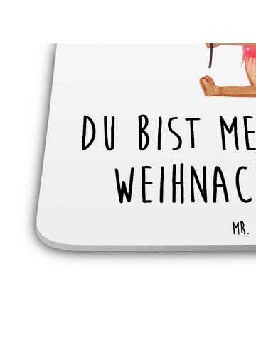 Mr. & Mrs. Panda Glasuntersetzer Maus Weihnachten mit Spruch in Weiß