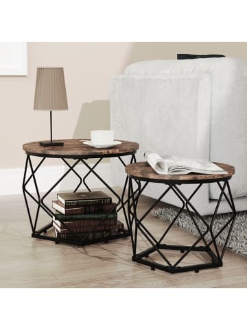 VCM  2er Set Beistelltisch Sofatisch Helaro M in Eiche Vintage