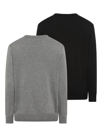 Man's World Rundhalspullover in schwarz/grau