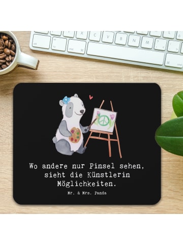 Mr. & Mrs. Panda Mauspad Künstlerin Visionen mit Spruch in Schwarz