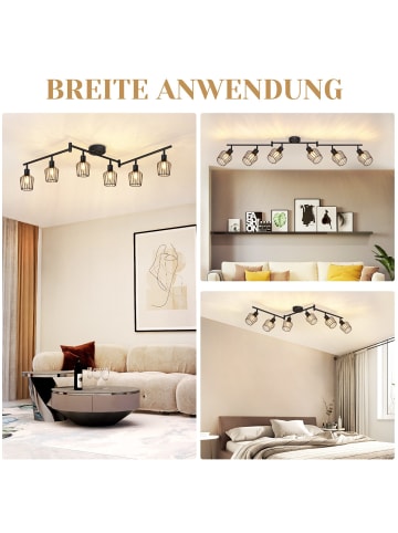 ZMH Deckenleuchte in schwarz 6-flammige E14 Schwenkbar Vintage Deckenspot