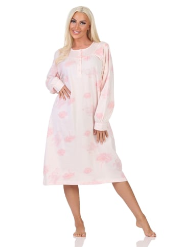 NORMANN Langarm Nachthemd klassische Design Knopfleiste am Hals - 87418 in rose