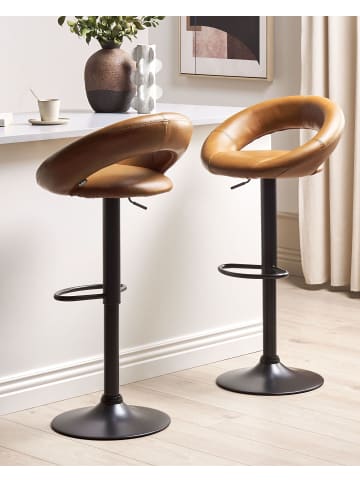 Beliani 2er-Set Drehhocker PEORIA in Braun/Schwarz