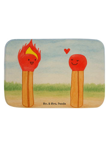 Mr. & Mrs. Panda Badezimmerteppich Streichhölzer Design ohne Spruch in Weiß