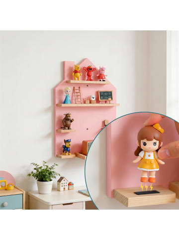 relaxdays Toniebox Regal "Haus" in Rosa - (B)28 x (H)43 x (T)17 cm