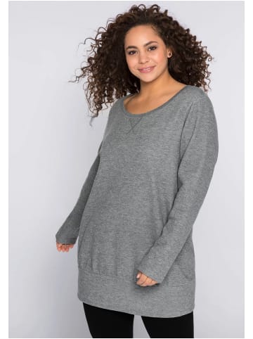 sheego Sweatshirt in dunkelgrau meliert