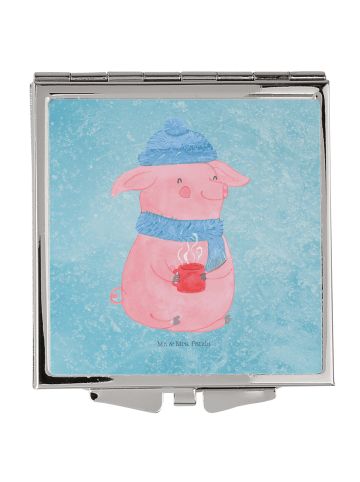 Mr. & Mrs. Panda Kosmetikspiegel Schwein Glühwein ohne Spruch in Eisblau