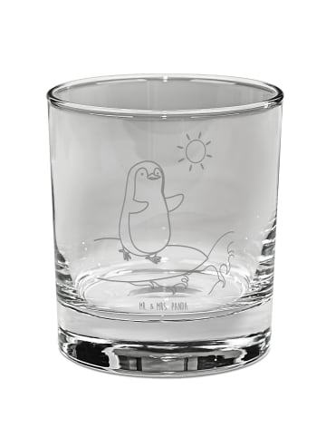 Mr. & Mrs. Panda Whiskeyglas Pinguin Surfer ohne Spruch in Transparent
